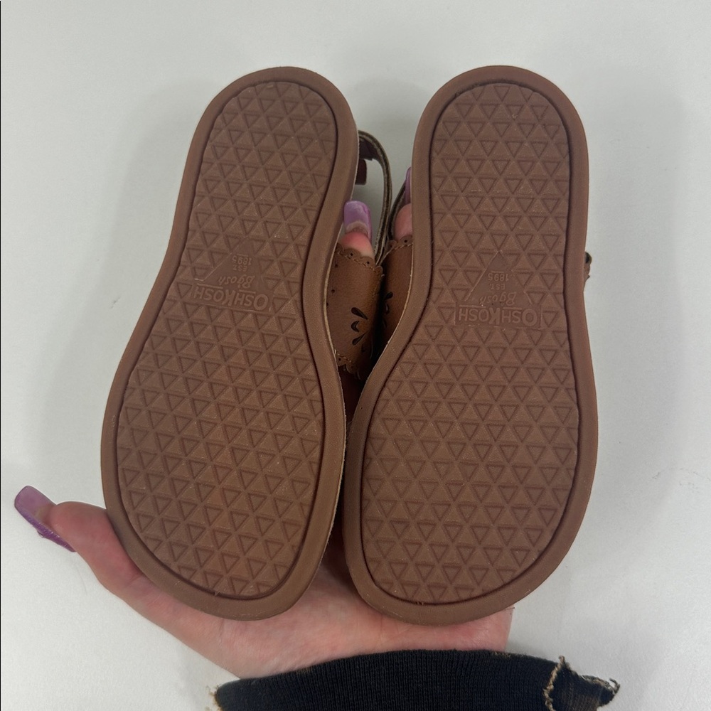 OshKoshBGosh Brown Kids Sandals with Velcro Girls size 10M summer beach stylish - Picture 10 of 11